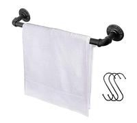 Jeasor Toallero de Tubo Industrial, Estante de baño para Colgar Toallas, Soporte de Pared Steampunk, toallero rústico con 3 Ganchos (18 Pulgadas)