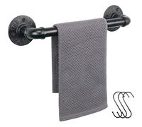 Jeasor Toallero de Tubo Industrial, Estante de baño para Colgar Toallas, Soporte de Pared Steampunk, toallero rústico con 3 Ganchos (12 Pulgadas)