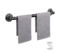 Jeasor Toallero de Tubo Industrial, Estante de baño para Colgar Toallas, Soporte de Pared Steampunk, toallero rústico con 3 Ganchos (24 Pulgadas)