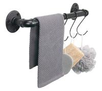 Jeasor Toallero de Tubo Industrial, Estante de baño para Colgar Toallas, Soporte de Pared Steampunk, toallero rústico con 3 Ganchos (16 Pulgadas)