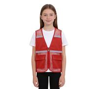 JEATHA Chaleco De Seguridad Niños De Malla Transpirable Chaleco Reflectante De Alta Visibilidad Ropa De Actividades De Voluntariado Rojo 5-6 años
