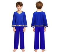 JEATHA Conjunto De Danza Alabanza Litúrgica para Niño Sudadera Culto Litúrgico con Pantalones Anchos Parroquia Azul 5-6 años