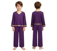 JEATHA Conjunto De Danza Alabanza Litúrgica para Niño Sudadera Culto Litúrgico con Pantalones Anchos Parroquia Púrpura 9-10 años