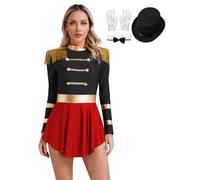 JEATHA Disfraz de Domadora Circo para mujer Maillot Lentejuelas de Danza Vestido de Fiesta Carnaval sin Manga Disfraz Circo Fiesta Carnaval Cosplay C negro M