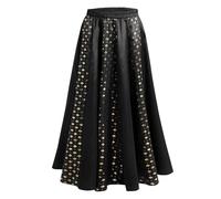 JEATHA Falda De Flamenco con Volante para Niña Falda De Plisada con Cintura Elástica Falda Larga De Satén Brillante Negro 11-12 años