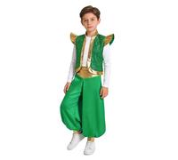 JEATHA Juego De Disfraz De Príncipe De Aladino Para Niño Conjunto De Chaleco Y Pantalones Traje De Fiesta Canaval Verde 5-6 años