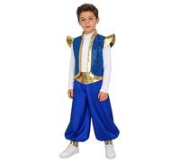 JEATHA Juego De Disfraz De Príncipe De Aladino Para Niño Conjunto De Chaleco Y Pantalones Traje De Fiesta Canaval Azul 11-12 años