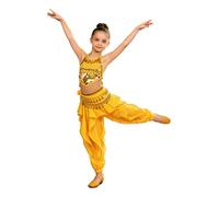 JEATHA Niña Disfraz De Danza India Traje Halloween Princesa Árabe Actuación En El Escenario Baile Amarillo 6-9 años