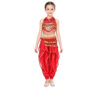 JEATHA Niña Disfraz De Danza India Traje Halloween Princesa Árabe Actuación En El Escenario Baile Rojo 3-6 años