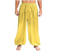 JEATHA Pantalones Harén De Danza del Vientre para Hombre Pantalones Largos Bombachos De Satén Disfraz para Fiesta Temática Halloween