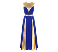 JEATHA Vestido de Danza Cristiana para Mujer Disfraz de adoración litúrgica Vestido de Iglesia Litúrgica Alabanza Disfraz Brillante de Baile Fiesta Actuación Azul A L