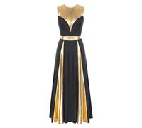 JEATHA Vestido de Danza Cristiana para Mujer Disfraz de adoración litúrgica Vestido de Iglesia Litúrgica Alabanza Disfraz Brillante de Baile Fiesta Actuación Negro A XL