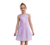 JEATHA Vestido De Sirena para Niña Vestido Tutú Princesa Vestidos Elegante Sin Mangas Vestido De Fiesta De Cumpleaños Morado 3-4 años