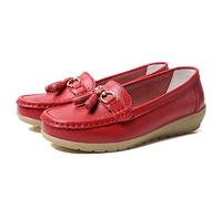 JeathFea Casual Mujeres Piso Hebilla Metálica Mocasín Cómodo Penny Loafer Ligero Mujeres Cuero Slip on Outdoor Mocasín Zapatos Barco