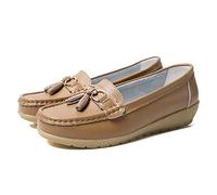 JeathFea Casual Mujeres Piso Hebilla Metálica Mocasín Cómodo Penny Loafer Ligero Mujeres Cuero Slip on Outdoor Mocasín Zapatos Barco