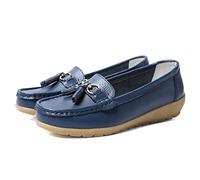 JeathFea Casual Mujeres Piso Hebilla Metálica Mocasín Cómodo Penny Loafer Ligero Mujeres Cuero Slip on Outdoor Mocasín Zapatos Barco