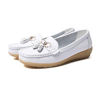 JeathFea Casual Mujeres Piso Hebilla Metálica Mocasín Cómodo Penny Loafer Ligero Mujeres Cuero Slip on Outdoor Mocasín Zapatos Barco
