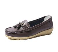 JeathFea Casual Mujeres Piso Hebilla Metálica Mocasín Cómodo Penny Loafer Ligero Mujeres Cuero Slip on Outdoor Mocasín Zapatos Barco