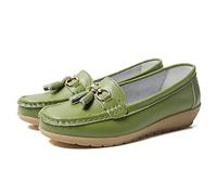 JeathFea Casual Mujeres Piso Hebilla Metálica Mocasín Cómodo Penny Loafer Ligero Mujeres Cuero Slip on Outdoor Mocasín Zapatos Barco