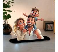 JeathFea Foto 3D personalizada estilo dibujos animados, Regalo para papá, mamá, niños, amigos, Regalo para cumpleaños Día de la madre Día de San Valentín Navidad Día del padre