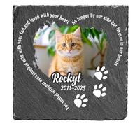 JeathFea Lapide commemorativa per Cane e Gatto, Pietra commemorativa Personalizzata per Animali Domestici, Targa a Forma di Cuore con Foto