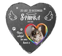 JeathFea Lapide commemorativa per Cane e Gatto, Pietra commemorativa Personalizzata per Animali Domestici, Targa a Forma di Cuore con Foto