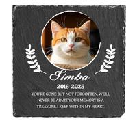 JeathFea Lapide commemorativa per Cane e Gatto, Pietra commemorativa Personalizzata per Animali Domestici, Targa a Forma di Cuore con Foto