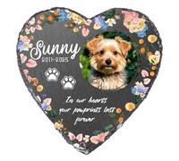 JeathFea Lapide commemorativa per Cane e Gatto, Pietra commemorativa Personalizzata per Animali Domestici, Targa a Forma di Cuore con Foto