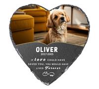 JeathFea Lapide commemorativa per Cane e Gatto, Pietra commemorativa Personalizzata per Animali Domestici, Targa a Forma di Cuore con Foto