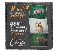 JeathFea Lapide commemorativa per Cane e Gatto, Pietra commemorativa Personalizzata per Animali Domestici, Targa a Forma di Cuore con Foto