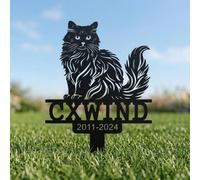 JeathFea Letrero Personalizado de Metal con Nombre para Gato, Placa Conmemorativa para Mascotas, Estatua Conmemorativa de Ángel de Gato Que Conmemora, Decoración de Jardín