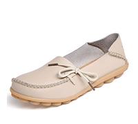 JeathFea Mocasines para Mujer de Cuero Slip On Walking Moccasins Shoes Casual Lightweight Non-Slip Comfortable Outdoor Womens Driving Shoes Loafers