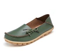 JeathFea Mocasines para Mujer de Cuero Slip On Walking Moccasins Shoes Casual Lightweight Non-Slip Comfortable Outdoor Womens Driving Shoes Loafers