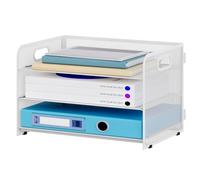 JEBELE 3 Niveles Organizador Archivador Optimiza Espacio, Escritorio Bandeja A4 Papel Mantiene Limpieza, Clasificador Documentos para Oficina y Hogar, Metal, Blanco