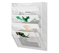 JEBELE 5 Niveles Organizador A4 Papel pared Espacio Optimizado para Home Office y Oficina, Soporte Documentos,Bandeja Archivador Pared de Alta Capacidad,Metal, Blanco