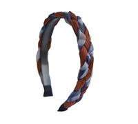 JEBELE Diadema trenzada para mujer, de tela vintage, corona alta, con dientes antideslizantes, bonita banda bohemia anudada para mujeres y adolescentes (14-café mezclilla, talla única)