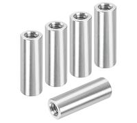 Jeboler Manguitos roscados redondos M10 × 50 mm, 5 unidades de manguitos redondos de acero inoxidable 304, tuercas de conexión redondas, tuerca de conexión larga, rosca interior V2A, manguitos