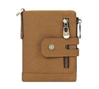 jebyltd Bolso de bolsillo para monedas Oxford de moda para hombre con cadena de metal para seguridad con cremallera, cartera corta, tarjetero, elegante cartera masculina, Brown, One Size