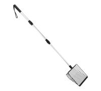 jebyltd Scooper para arenero de pollo con pala telescópica, pavo real metálico, tamiz de caca, caca, mango de metal ergonómico para pollo, ajustable