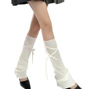 jebyltd Vendas estéticas para mujer, con tirantes acampanados, calentadores de piernas anchas, calcetines acanalados, sin pies, fundas largas para la calle, mangas de alta elasticidad, blanco, Talla