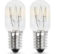 Jecdfs 2 Bombillas E14 15W 2700K Blanco Cálido para Horno 300°C, Frigorífico, Lámpara de Sal, Máquina de Coser, Dimmables, AC 230V, T20 Tubular