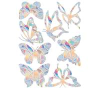 Jecdfs 24 Autocollants Fe24 Pegatinas de Ventana en Forma de Mariposa, Protección Anticolisión para Aves, Adhesivos Decorativos Suncatcher Arcoíris, PVC Reutilizable para Cristales y Superficies Lisas