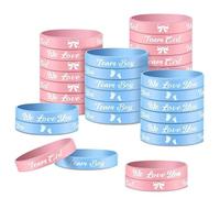 Jecdfs 30 pulseras de silicona de Género Reveal en color azul y rosa - Team Boy o Team Girl - Pulseras de alta calidad para fiestas de género y decoración de baby shower