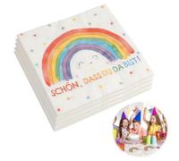 Jecdfs 40 piezas servilletas papel decoradas, servilletas arco iris, inscripción escolar y fiesta, 33 x 33 cm - Decoración de mesa colorida para bautizo, confirmación y comunión