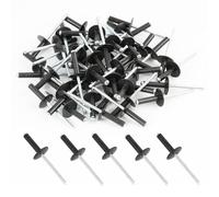 Jecdfs 50pcs Remaches Aluminio,Set de Remaches de núcleo Negro,4mm x 20mm para Construcción, Náutica, Automoción y Mobiliario, Resistente a la Corrosión