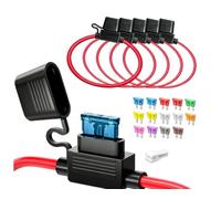 Jecdfs 5pcs 12(1)+16AWG(4) Portafusibles Impermeable,14pc Fusibles Standard | Portafusibles de Cuchilla 12/16Awg Para Coche/Camión/Motor/Barco,14pcs Fusibles(2A 3A 5A 7.5A 10A 15A 20A 25A 30A 35A)
