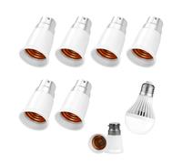 Jecdfs 6 Piezas Adaptador B22 a E27,daptador conversor de Montura B22 a Casquillo E27,convertidor b22 a e27,Adaptadores de Bombilla de Metal con 12 Puntas, Solución para Iluminación en Hogar y Oficina