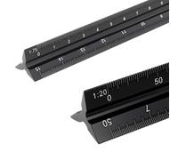 Jecdfs Escalímetro Triangular Profesional 30cm - Regla de Aluminio con Escalas 1:20-1:125 para Arquitectos e Ingenieros (Negro)