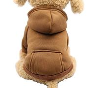 Jecikelon Sudadera con Capucha de Invierno para Perro con Bolsillos, Ropa cálida para Perros pequeños, Abrigo de Chihuahua, Ropa para Cachorros y Gatos (Grande, café)