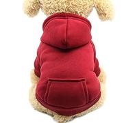 Jecikelon Sudadera con Capucha de Invierno para Perros con Bolsillos, Ropa cálida para Perros pequeños, Abrigo de Chihuahua, Ropa para Cachorros y Gatos (Grande, Rojo Vino)